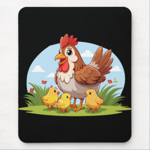 Henne und kleine gelbe Küken Mousepad