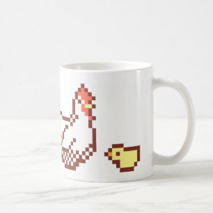 Henne-und Küken-Pixel-Kunst-Tasse Kaffeetasse