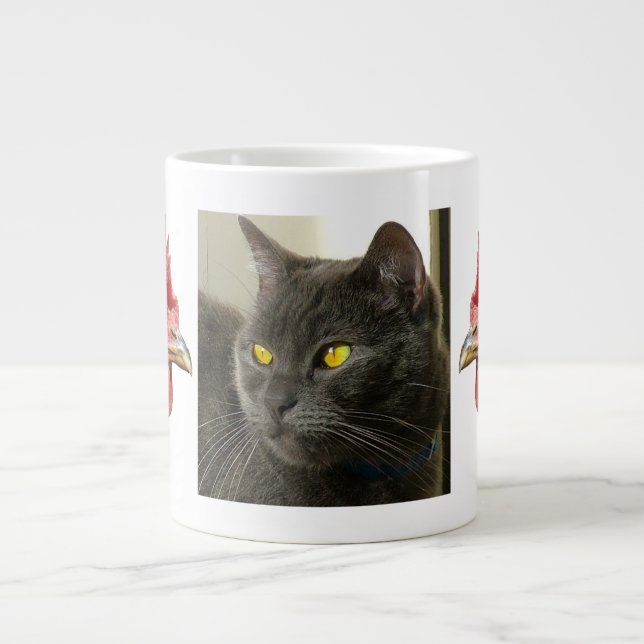 Hennen und Katze Jumbo-Tasse (Vorderseite)