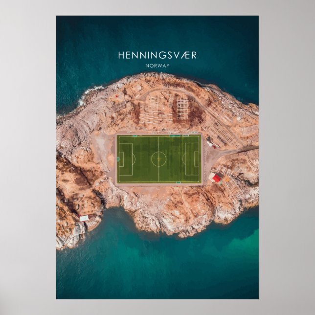 Henningsvaer, Norwegen Travel Illustration Poster (Vorne)
