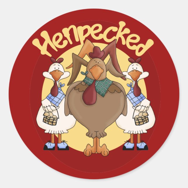 Henpecked Runder Aufkleber (Vorderseite)