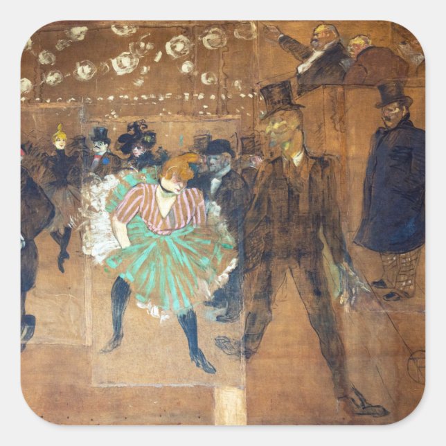 Henri de Toulouse-Lautrec - Tanz auf dem Rouge Quadratischer Aufkleber (Vorderseite)