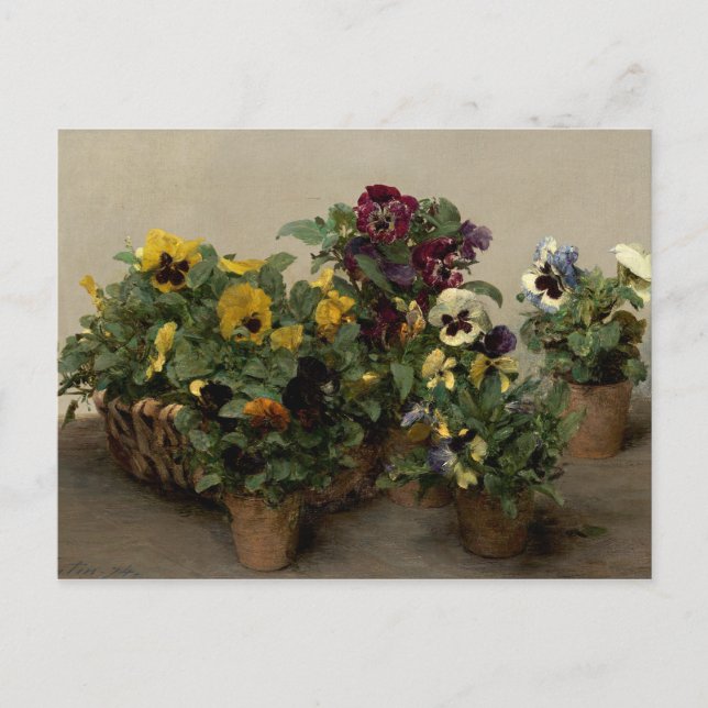 Henri Fantin-Latour Vintage Stiefmütterchen Lila g Postkarte (Vorderseite)