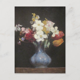 Henri Latour Blue Vase Narcissus und Tulips Postkarte