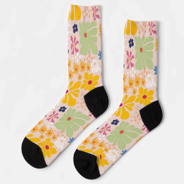 Henri Matisse Floral Inspired Seamless Pattern Socken (Linkes Detail)