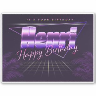 Henri Nom Prénom lila retro Sticker