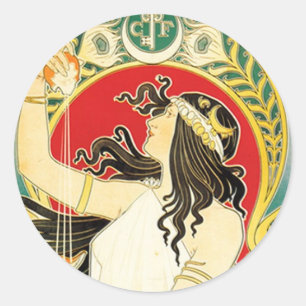 Henri Privat~Livemont ~ Jugendstil Runder Aufkleber