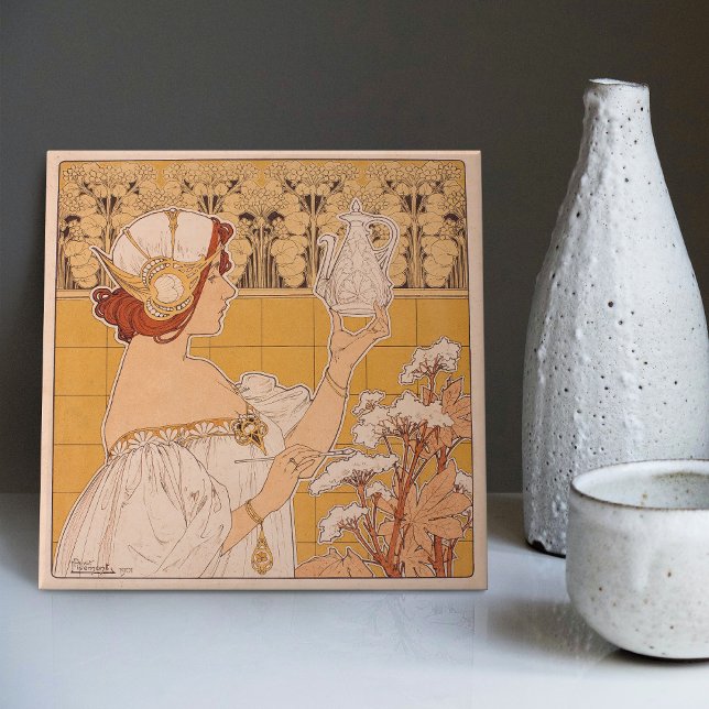 Henri Privat-Livemont Wanddekoration Jugendstil Fliese (Von Creator hochgeladen)