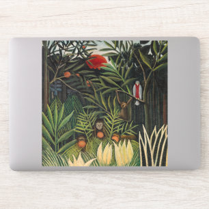 Henri Rousseau - Affen & Papagei im Jungfrau-Wald Aufkleber