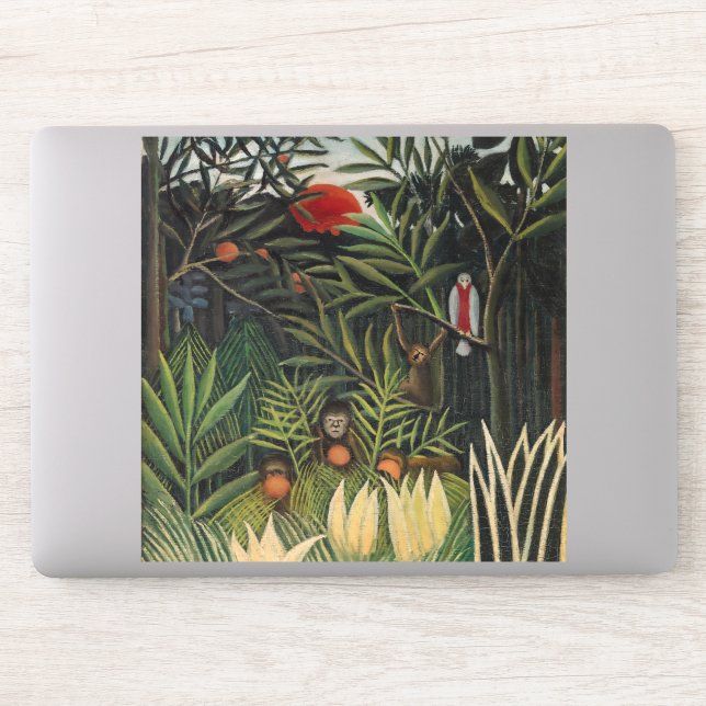 Henri Rousseau - Affen & Papagei im Jungfrau-Wald Aufkleber (Computer)