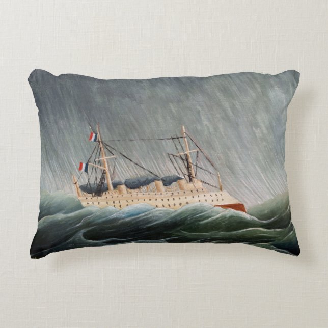 Henri Rousseau - Das Schiff im Tempest Dekokissen (Vorderseite)