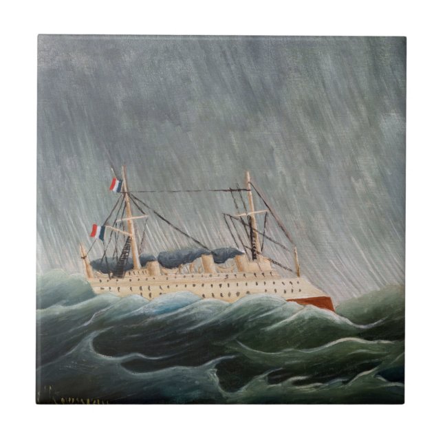 Henri Rousseau - Das Schiff im Tempest Fliese (Vorderseite)