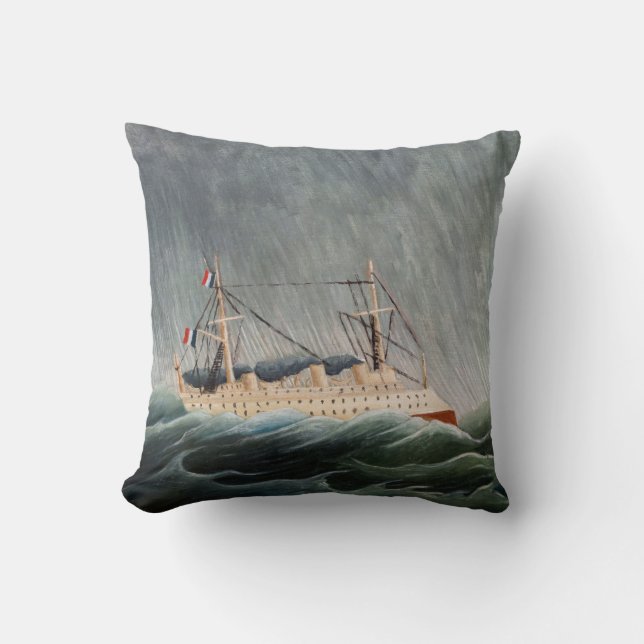 Henri Rousseau - Das Schiff im Tempest Kissen (Vorderseite)