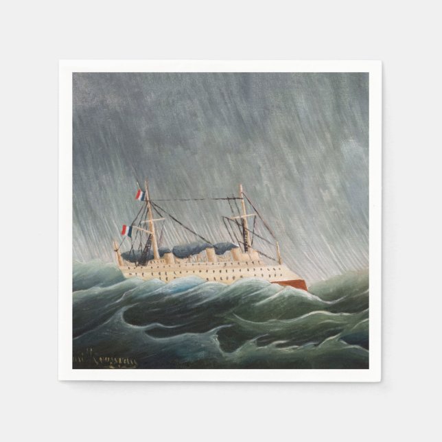 Henri Rousseau - Das Schiff im Tempest Serviette (Vorderseite)