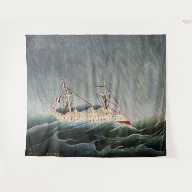 Henri Rousseau - Das Schiff im Tempest Wandteppich (Vorderseite (Horizontal))