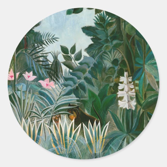 Henri Rousseau - Der Äquatorialdschungel Runder Aufkleber (Vorderseite)