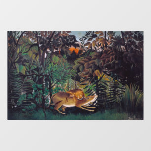 Henri Rousseau - Der hungrige Löwe Fensteraufkleber