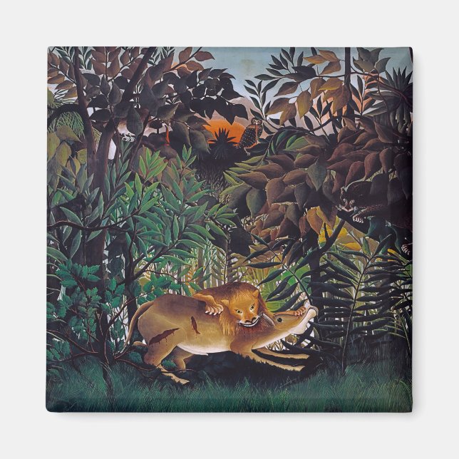 Henri Rousseau - Der hungrige Löwe Magnet (Vorne)