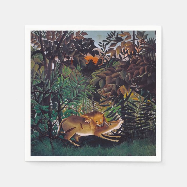 Henri Rousseau - Der hungrige Löwe Serviette (Vorderseite)