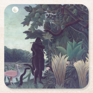 Henri Rousseau - Der Schlangenbeschwörer Rechteckiger Pappuntersetzer