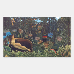 Henri Rousseau Der Traum - Jungle Frauen und Tiere Rechteckiger Aufkleber