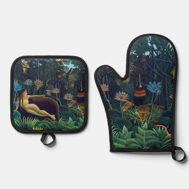 Henri Rousseau - Der Traum / Le Reve Ofenhandschuh & Topflappen-Set (Vorderseite)