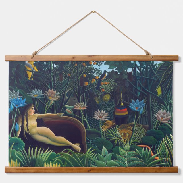 Henri Rousseau - Der Traum / Le Reve Wandteppich Mit Holzrahmen (Vorne)