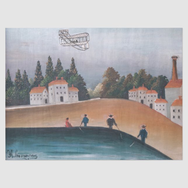 Henri Rousseau - Die Fischer und das Biplane Seidenpapier (Vorderseite)
