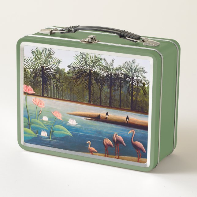 Henri Rousseau - Die Flamingos Metall Brotdose (Vorderseite)