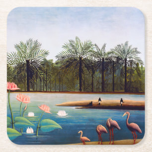 Henri Rousseau - Die Flamingos Rechteckiger Pappuntersetzer