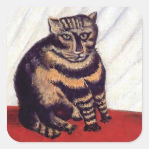 Henri Rousseau - Die getigerte Katze Quadratischer Aufkleber