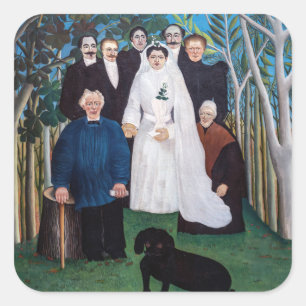 Henri Rousseau - Die Hochzeitsgesellschaft Quadratischer Aufkleber