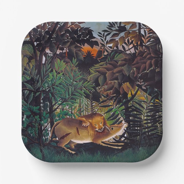 Henri Rousseau - Die Hungersnot Pappteller (Vorderseite)