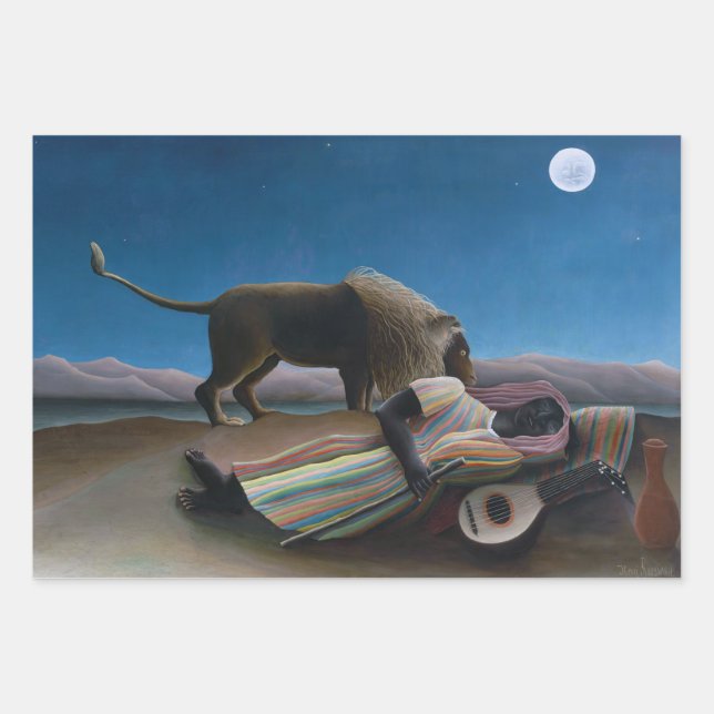 Henri Rousseau - Die schlafende Sinti und Roma Geschenkpapier Set (Vorderseite)