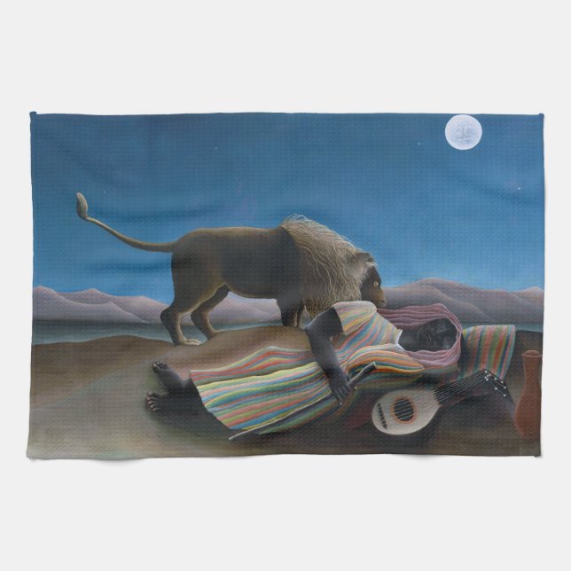Henri Rousseau - Die schlafende Sinti und Roma Geschirrtuch (Horizontal)