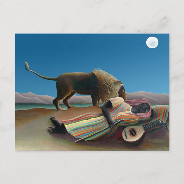 Henri Rousseau - Die schlafende Sinti und Roma Postkarte (Vorderseite)