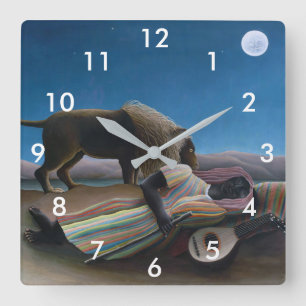 Henri Rousseau - Die schlafende Zigeunerin Quadratische Wanduhr