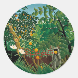 Henri Rousseau Exotische Landschaftsschutzaufklebe Runder Aufkleber