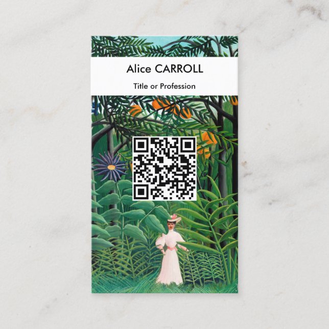 Henri Rousseau - Frau im Exotischen Wald - QR-Code Visitenkarte (Vorderseite)