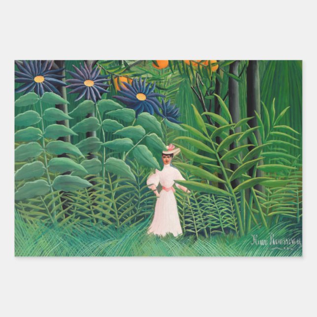 Henri Rousseau - Frauen wandern in einem exotische Geschenkpapier Set (Vorderseite)