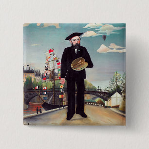 Henri Rousseau - Ich selbst Portrait Landschaft Button