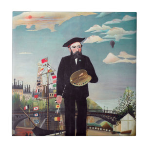 Henri Rousseau - Ich selbst Portrait Landschaft Fliese