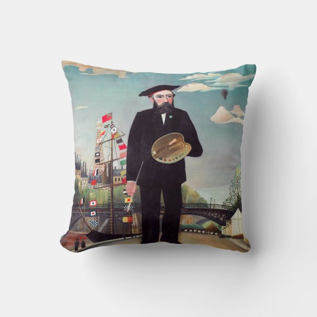 Henri Rousseau - Ich selbst Portrait Landschaft Kissen (Vorderseite)