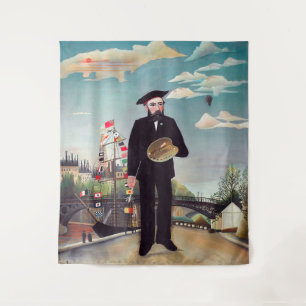 Henri Rousseau - Ich selbst Portrait Landschaft Wandteppich