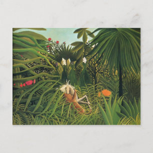 Henri Rousseau - Jaguar attackiert ein Pferd Postkarte