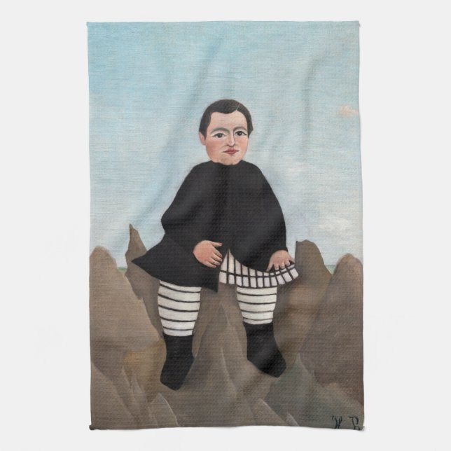 Henri Rousseau - Junge auf den Felsen Geschirrtuch (Vertikal)