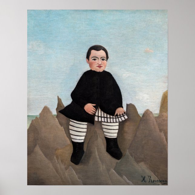 Henri Rousseau - Junge auf den Felsen Poster (Vorne)