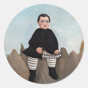 Henri Rousseau - Junge auf den Felsen Runder Aufkleber