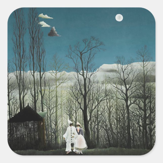 Henri Rousseau - Karneval Abend Quadratischer Aufkleber (Vorderseite)