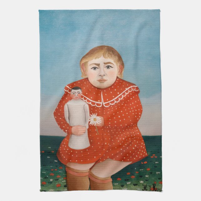 Henri Rousseau - Kind mit Puppe Geschirrtuch (Vertikal)